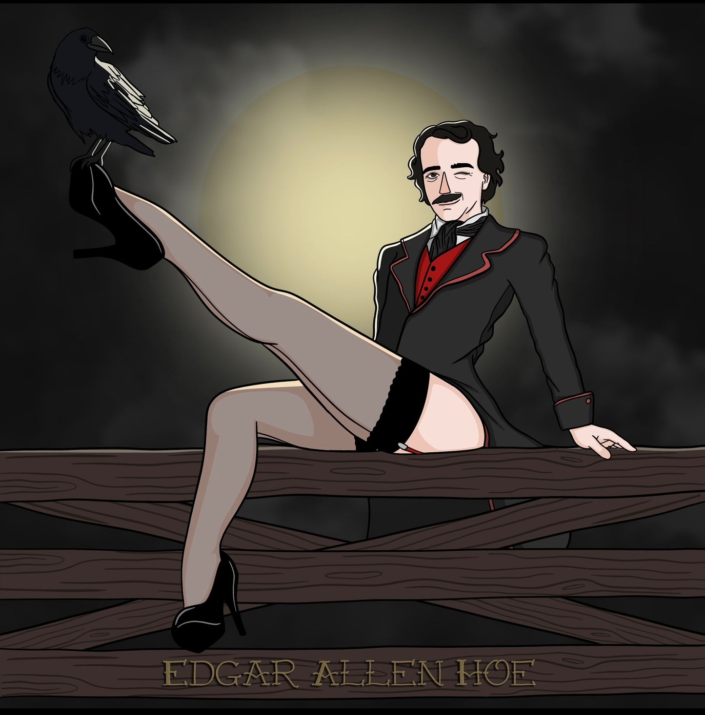 original edgar allen poe funny art print by charlotte rose