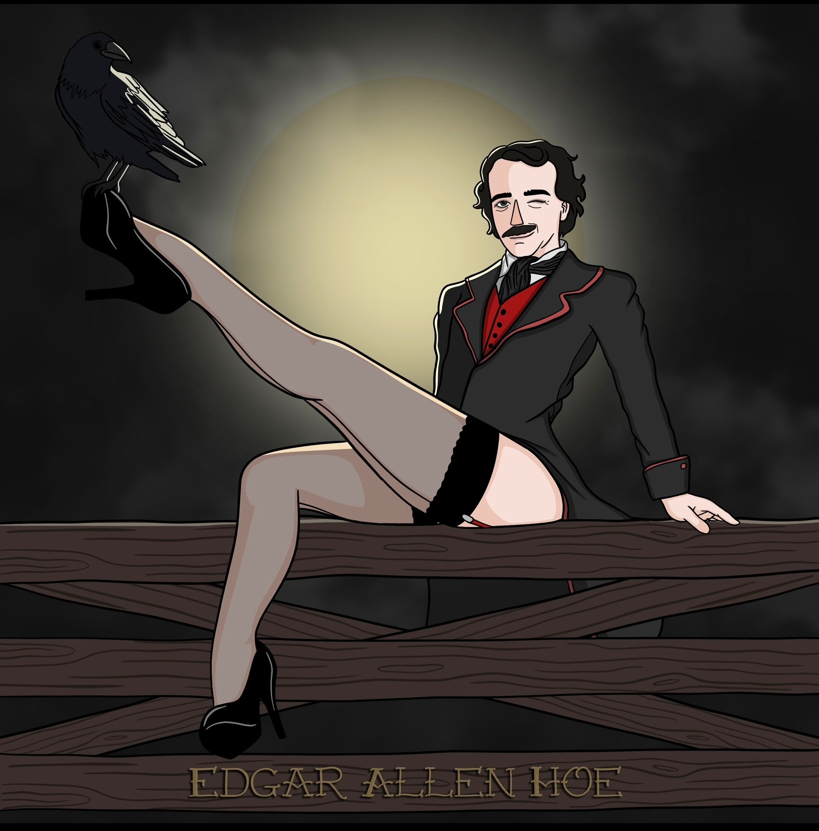 original edgar allen poe funny art print by charlotte rose