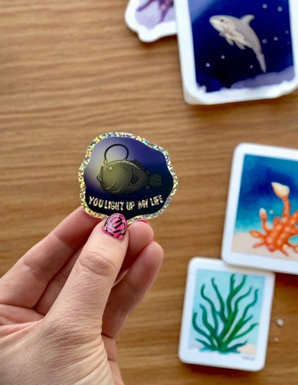 Angler Fish Glitter Sticker ~ You Light Up My Life