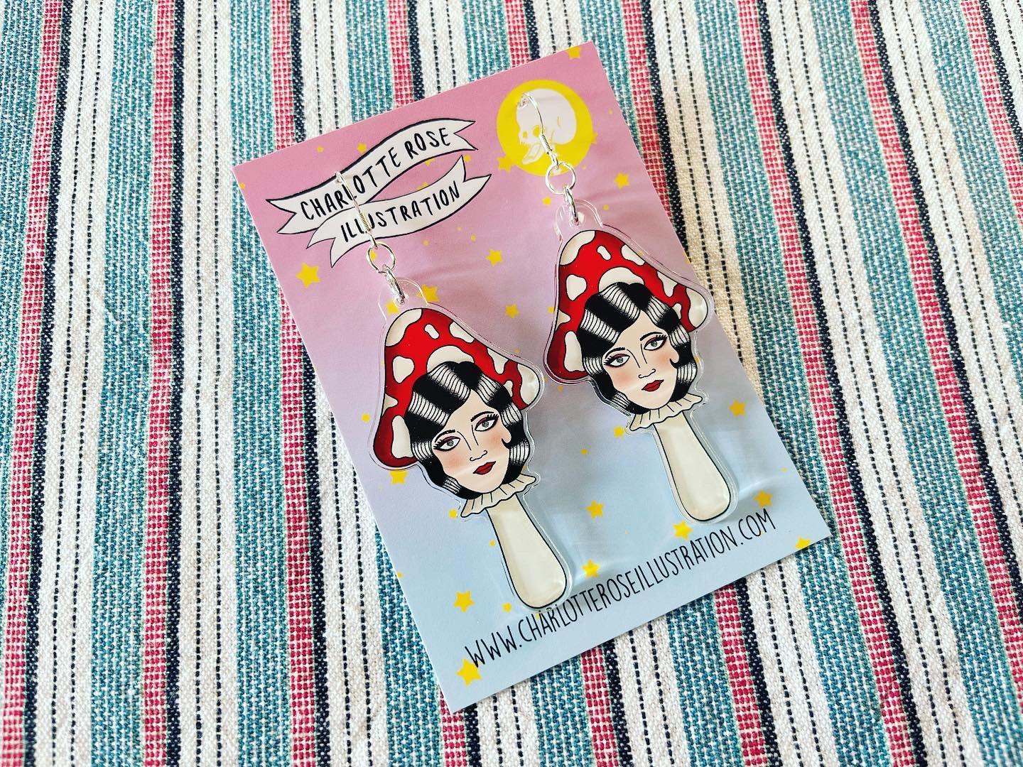 original cottage core mushroom lady head earrings by charlotte rose
