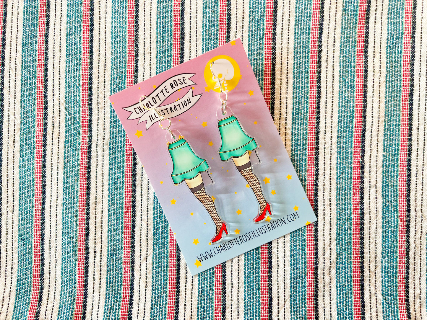 original kitsch leg lamp drop earrings by charlotte rose