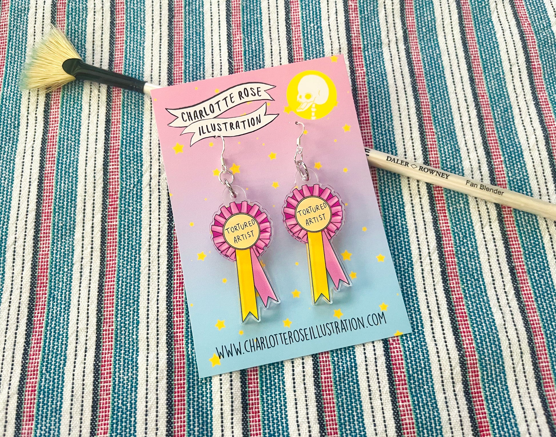 original tortured artist rosette art award earrings by charlotte rose