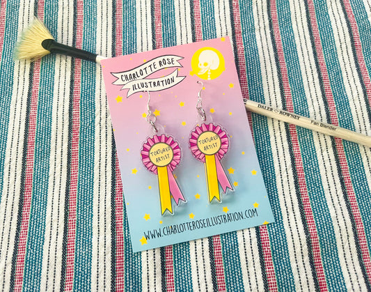 original tortured artist rosette art award earrings by charlotte rose