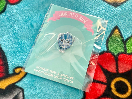 original Pin Badge by Charlotte Rose - blue face delft