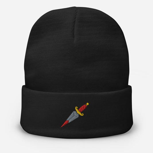 original dagger embroidered beanie hat
