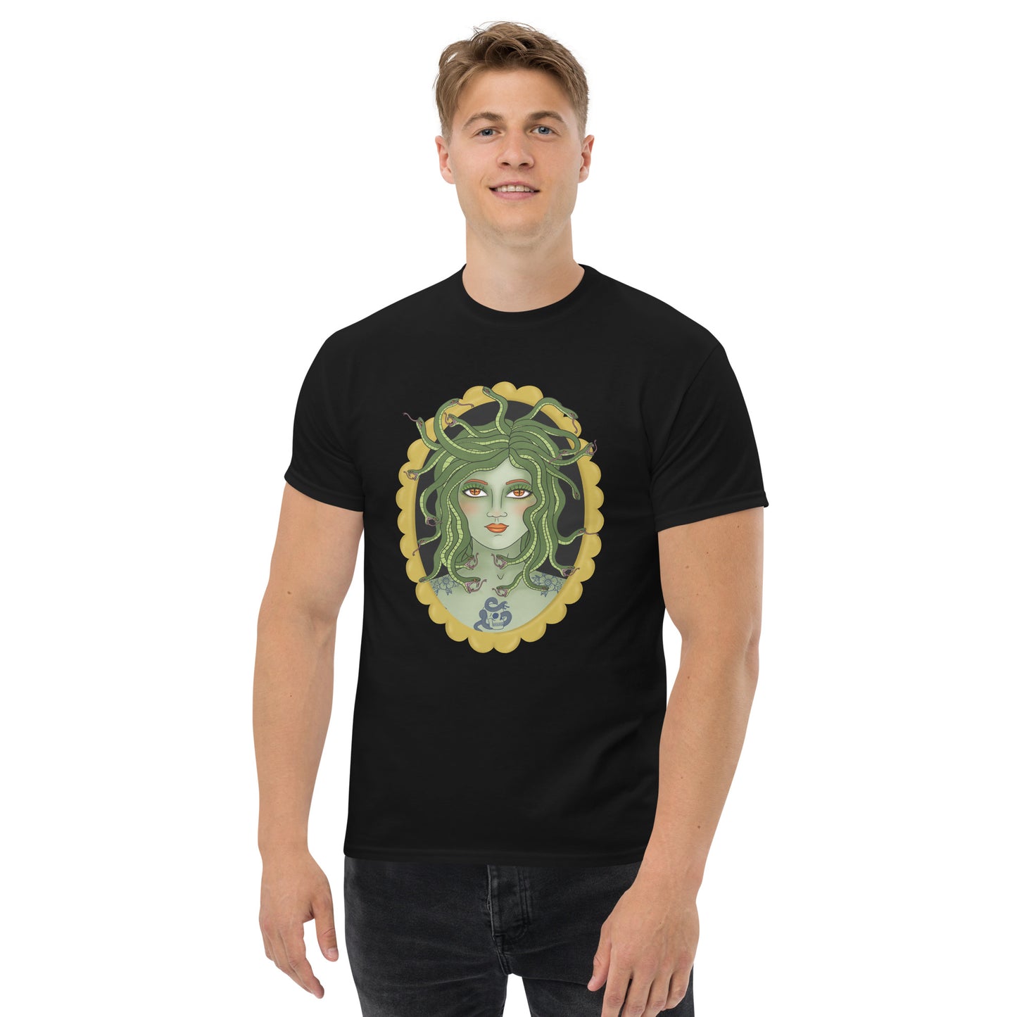 original medusa neotraditional t-shirt by charlotte rose