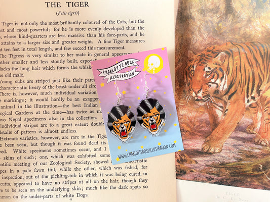 original tiger lady head earrings by charlotte rose