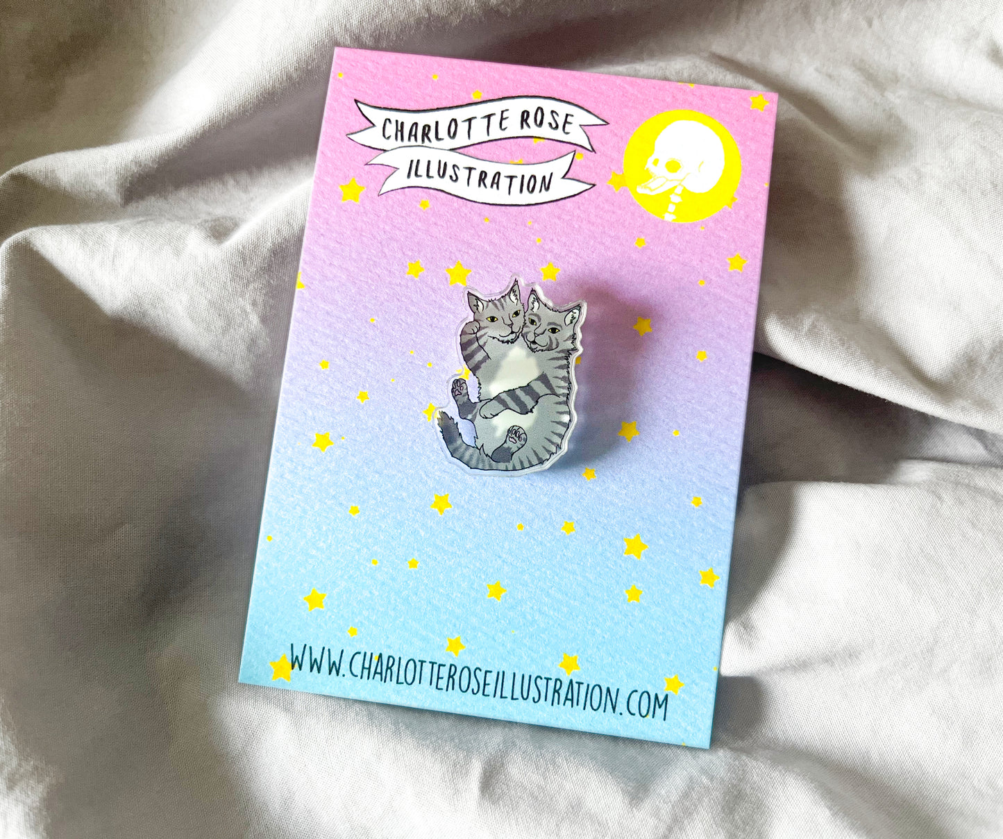 original cute cat pin badge by charlotte rose