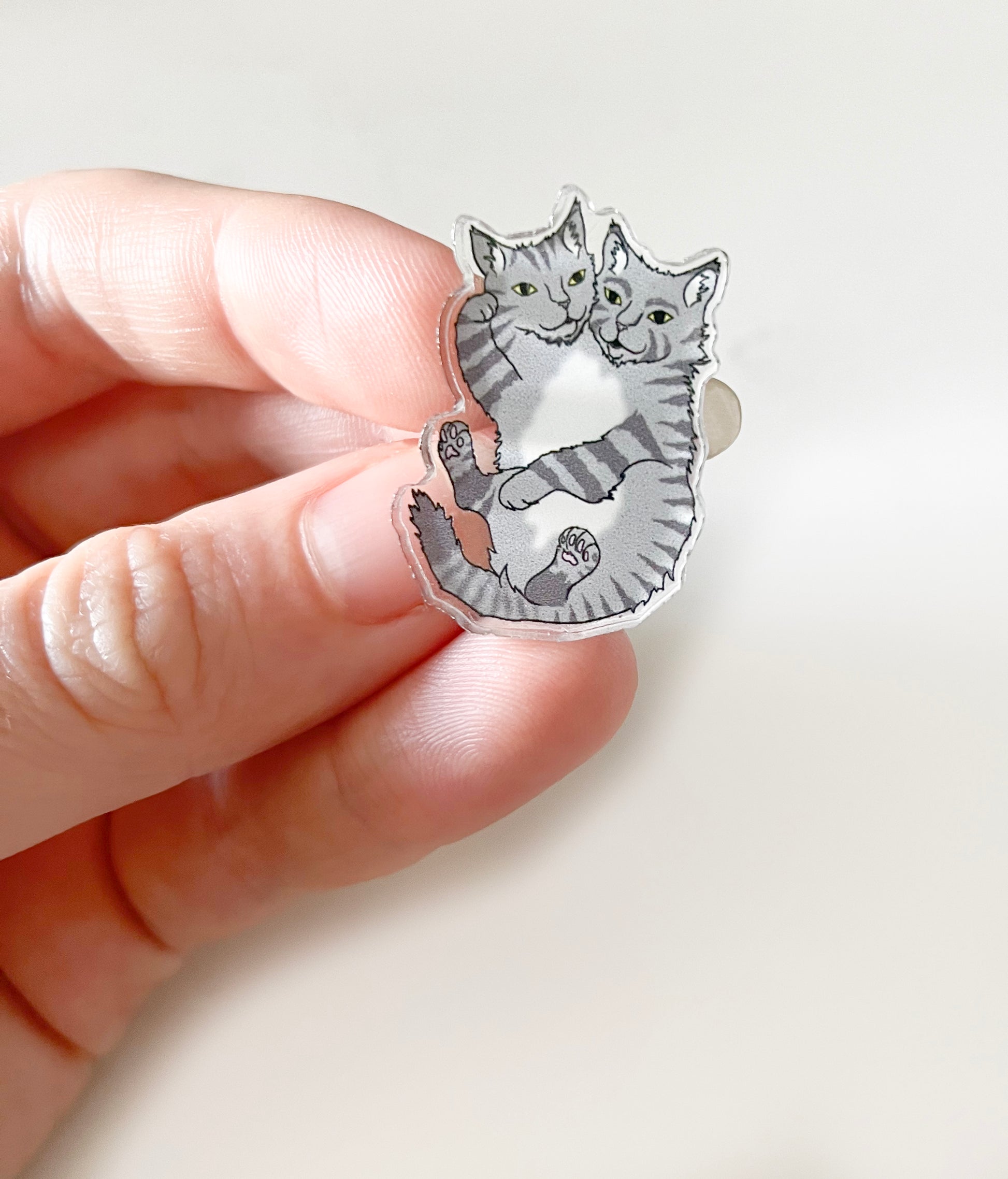 original two headed cat pin badge from charlotte rose
