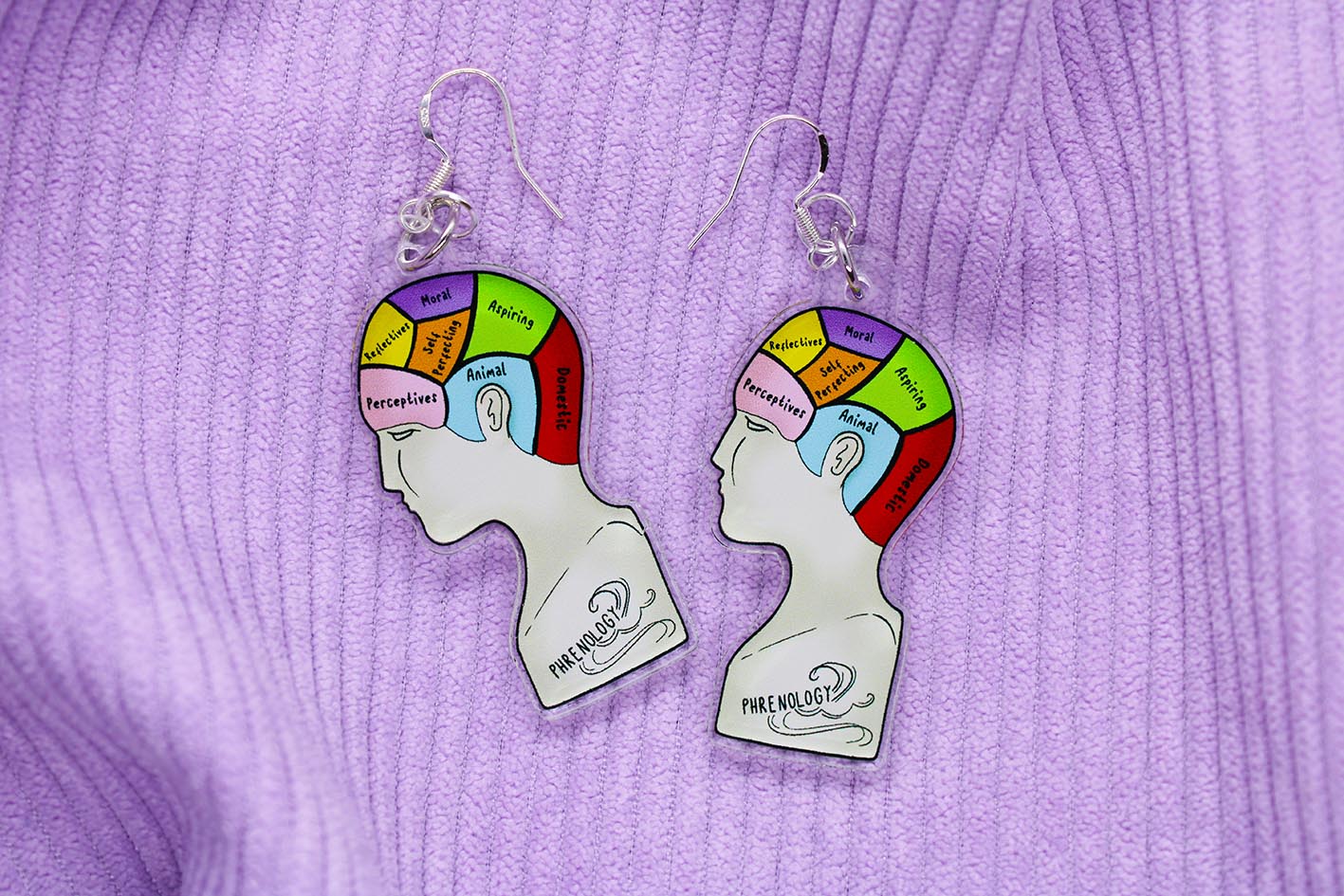 original phrenology head earrings by charlotte rose