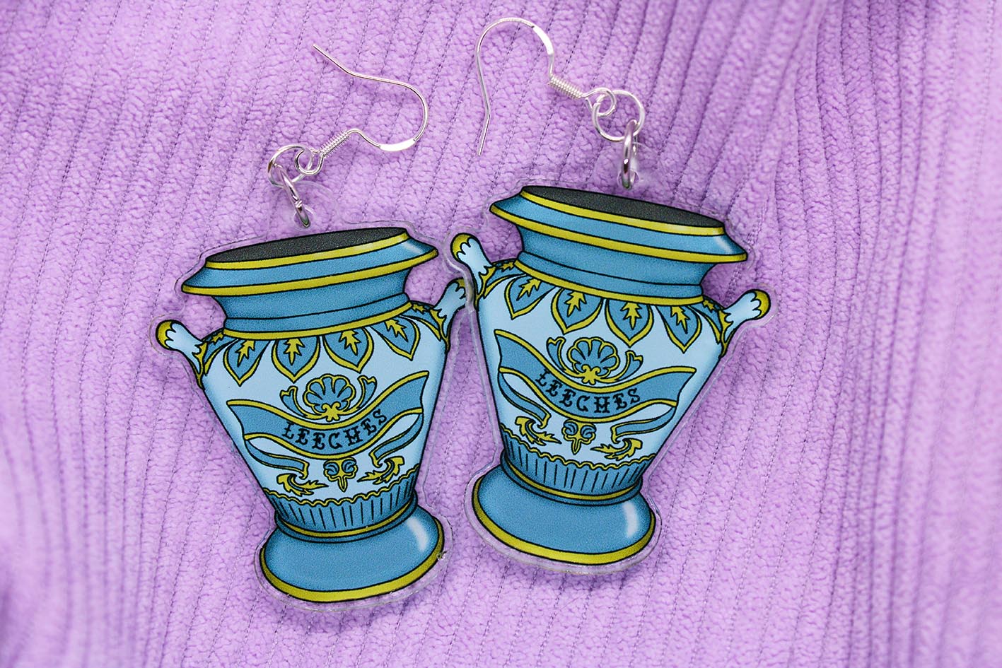 original blue and gold decorative leech vase earrings from charlotte rose