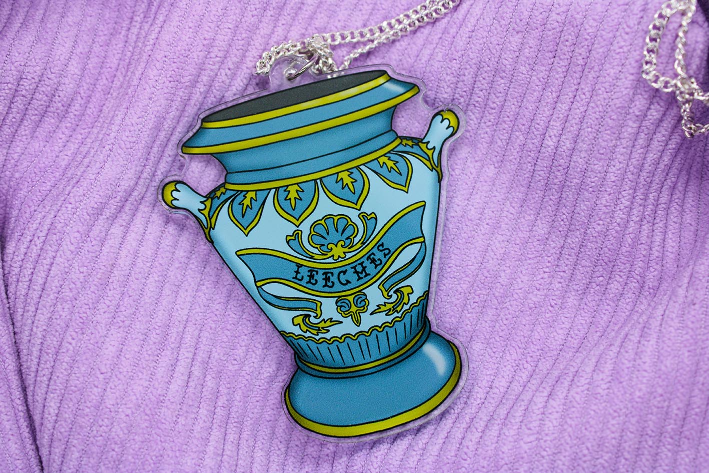 original blue and gold decorative leech vase necklace from charlotte rose