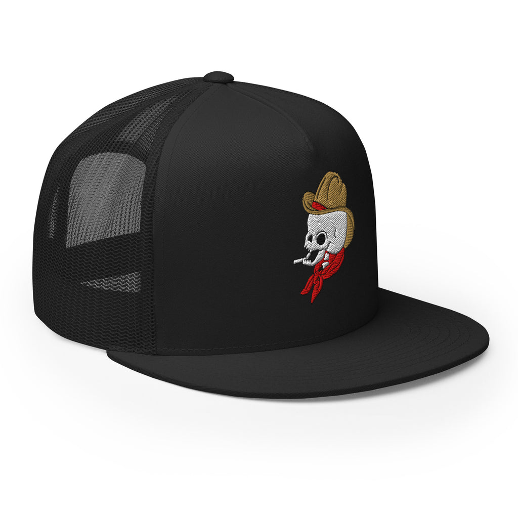 original cowboy smoking skull trucker cap snapback hat by charlotte rose