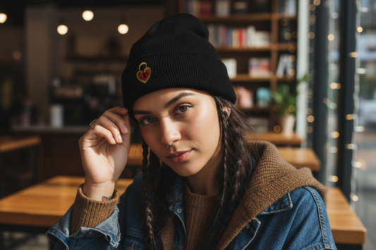 Heart Locket Embroidered Beanie