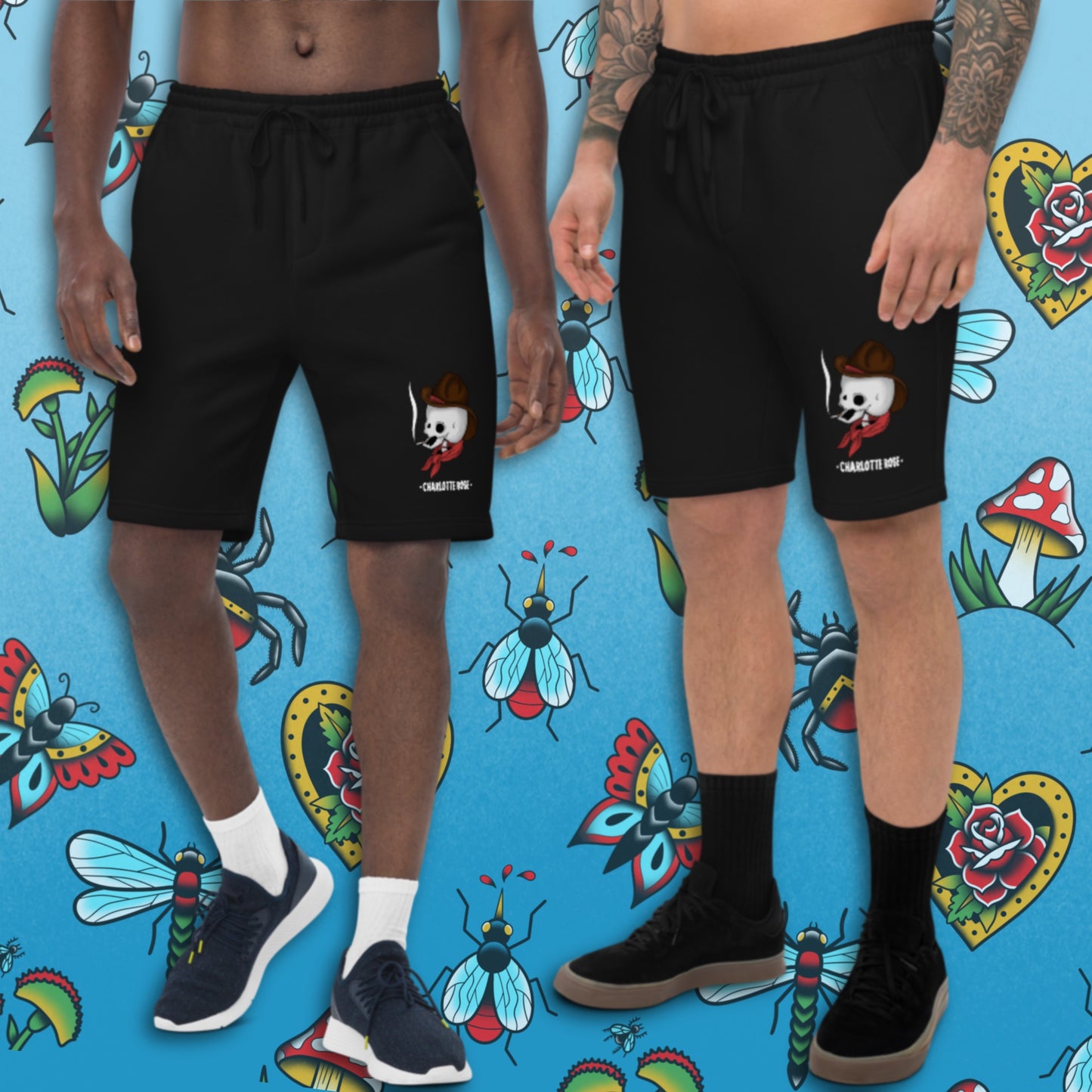 Smoking Skull Men's fleece shorts