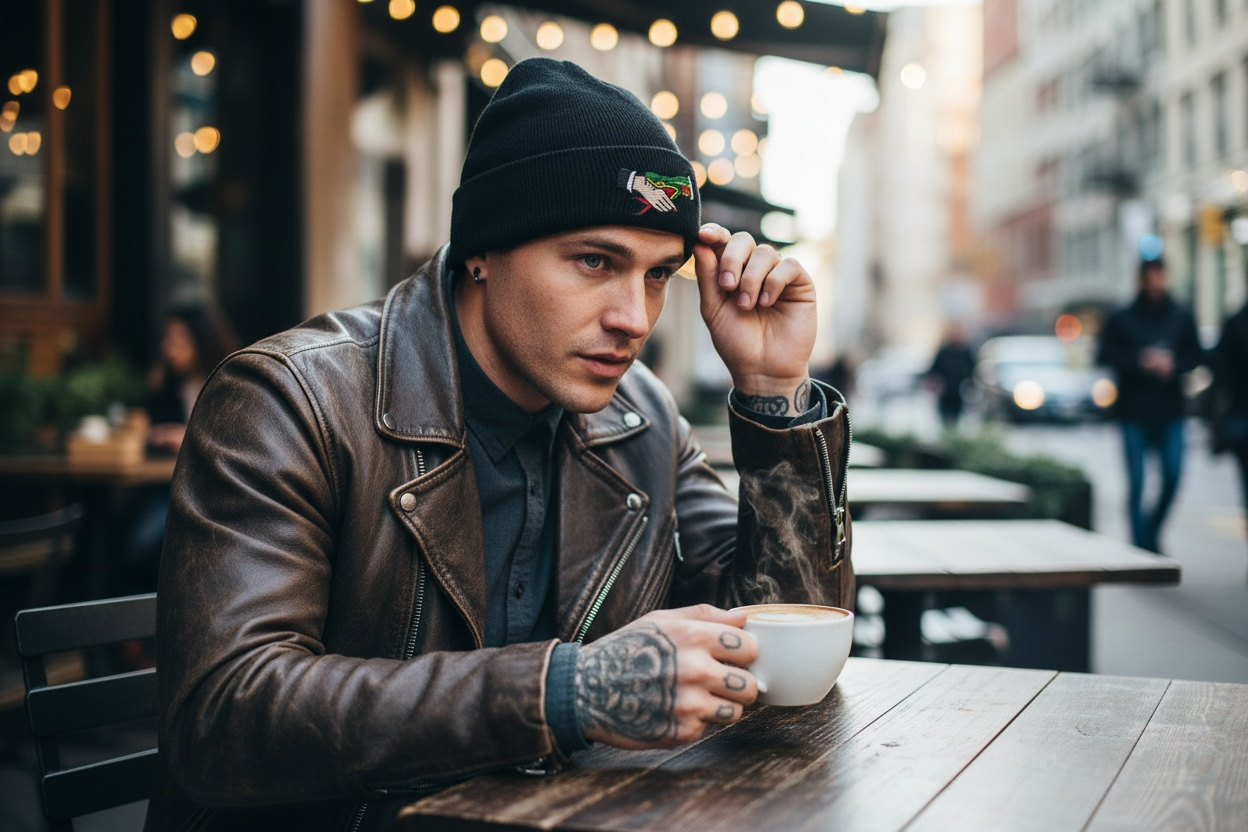 Snake Hand Embroidered Beanie