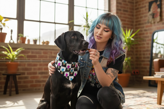 Double Panther Pet Bandana Collar - Alternative Dog Accessories | Gothic Pet Style