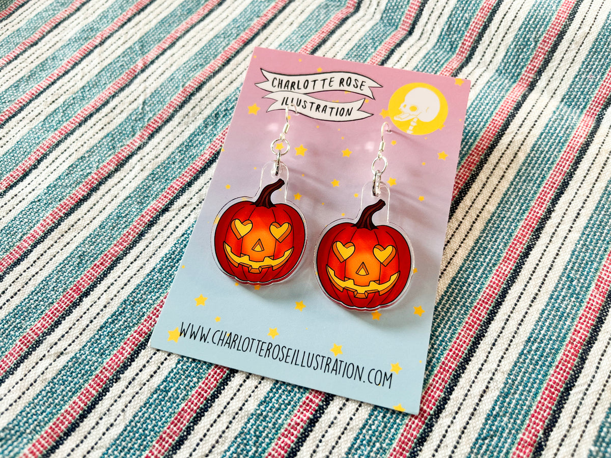 original halloween pumpkin earrings by charlotte rose jack o lantern