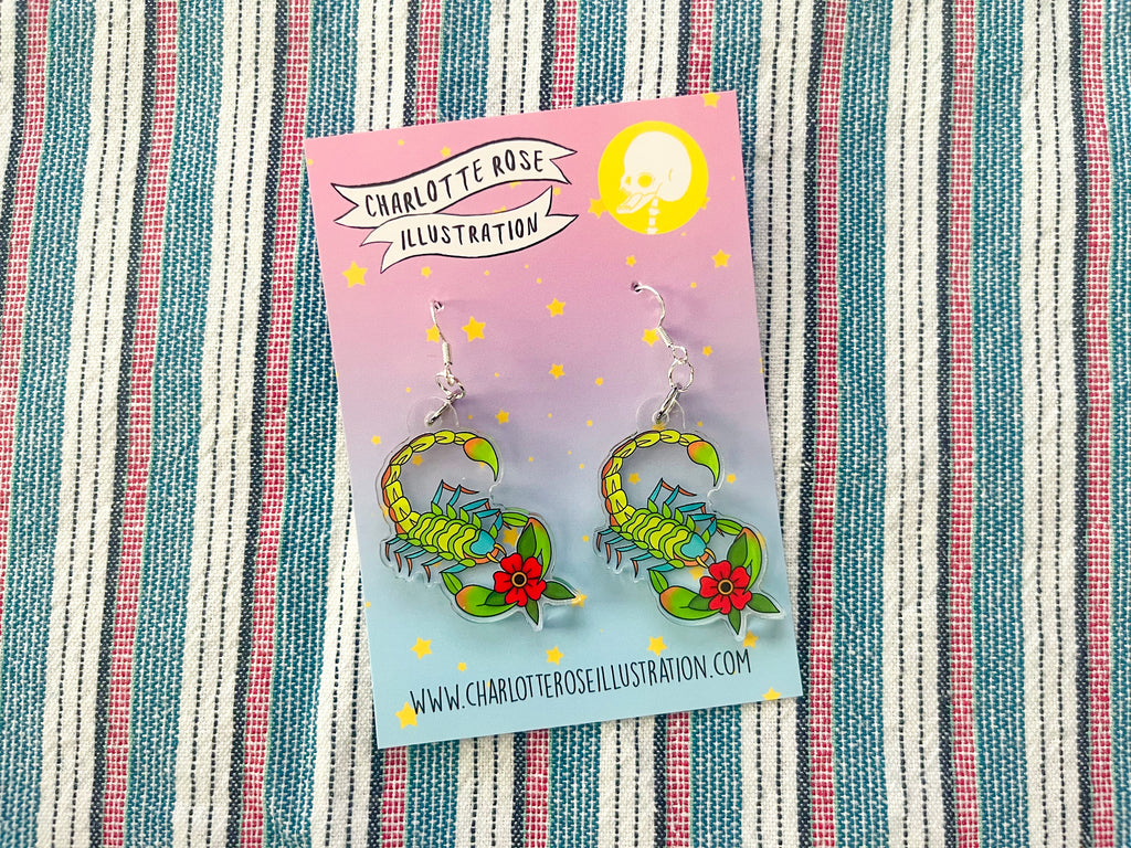 original scorpion tattoo design earrings by charlotte rose
