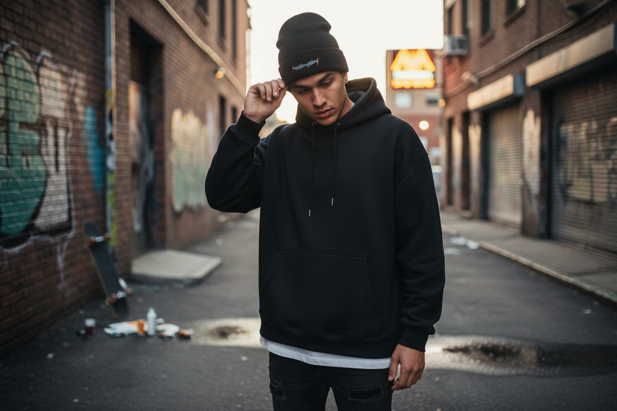 Barbed Wire Embroidered Beanie