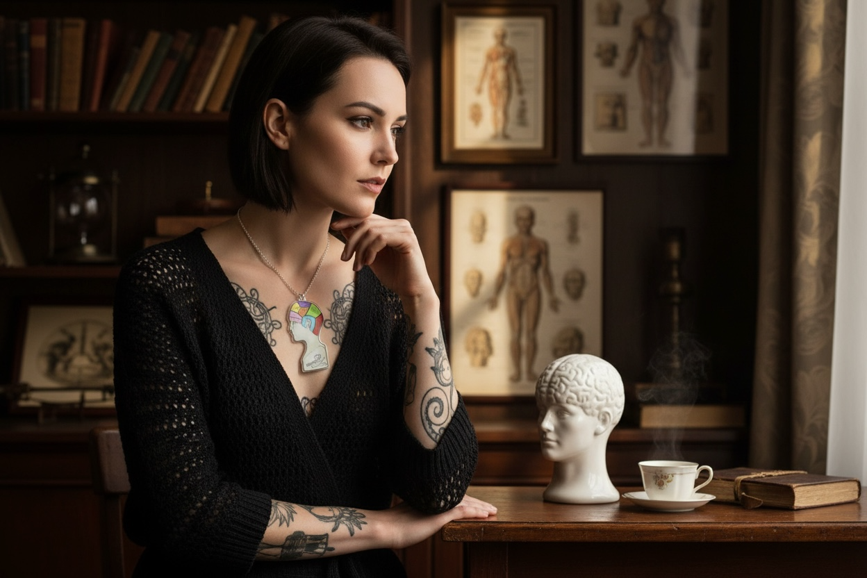 Phrenology Head Necklace