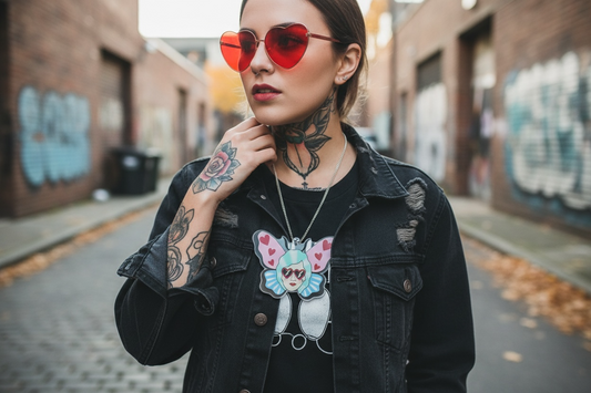 Summertime Girl Lady Head Butterfly Necklace