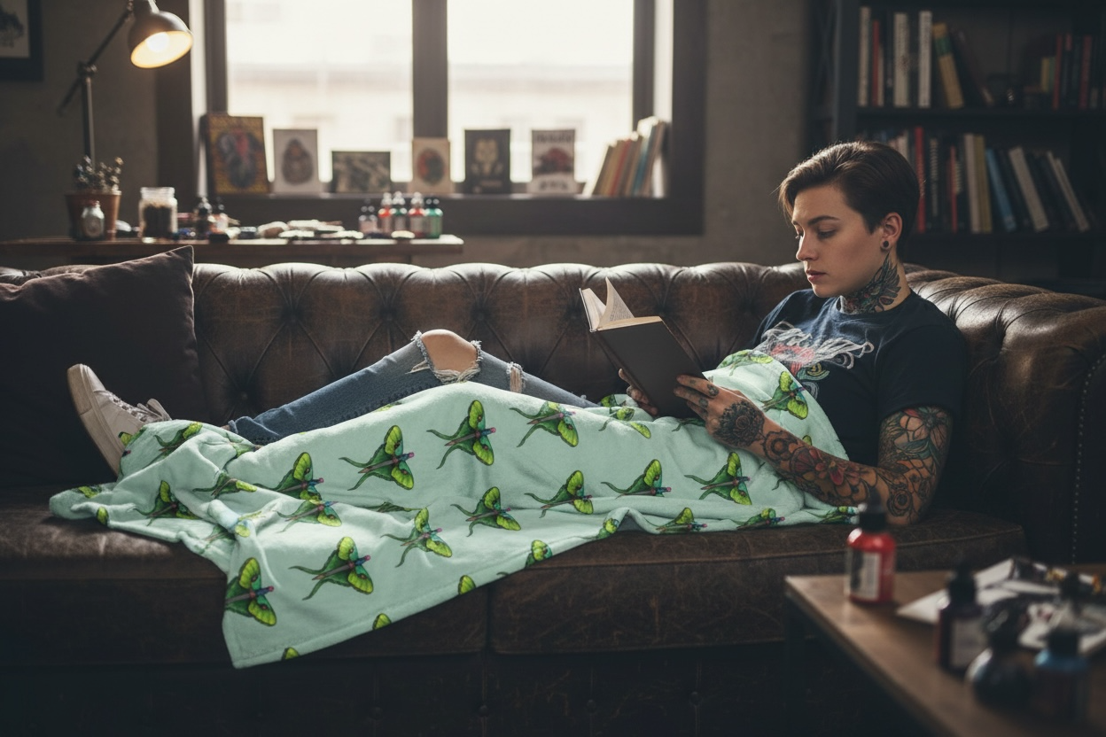 Moth & Dagger Throw Blanket