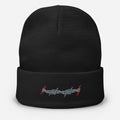 original barbed wire embroidered beanie hat from charlotte rose