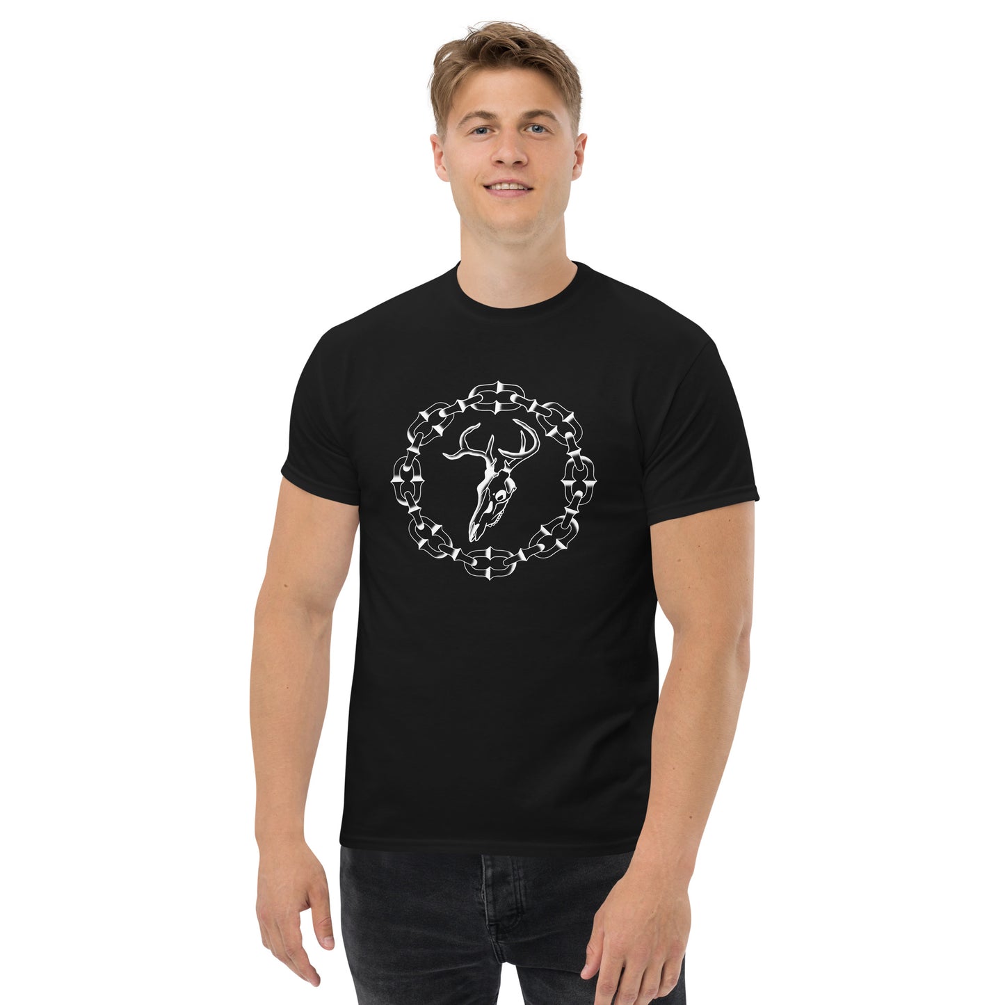 Stag & Chain Black Unisex T-shirt