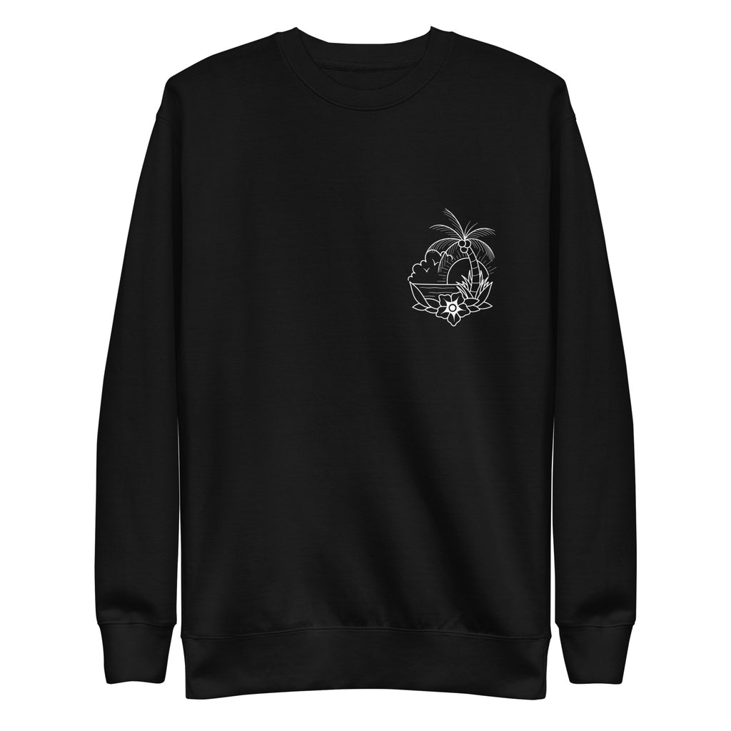 original palm tree traditional tattoo sweatshirt by charlotte rose