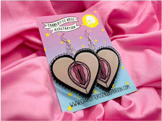 original vulva earrings by charlotte rose