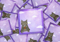 original purple square notepad kawaii cute  bat drinking bubble tea from charlotte rose